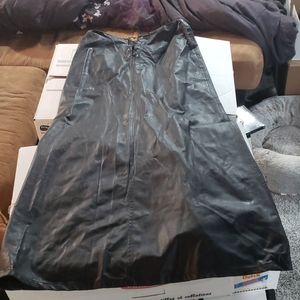 Long Black Faux Leather Skirt